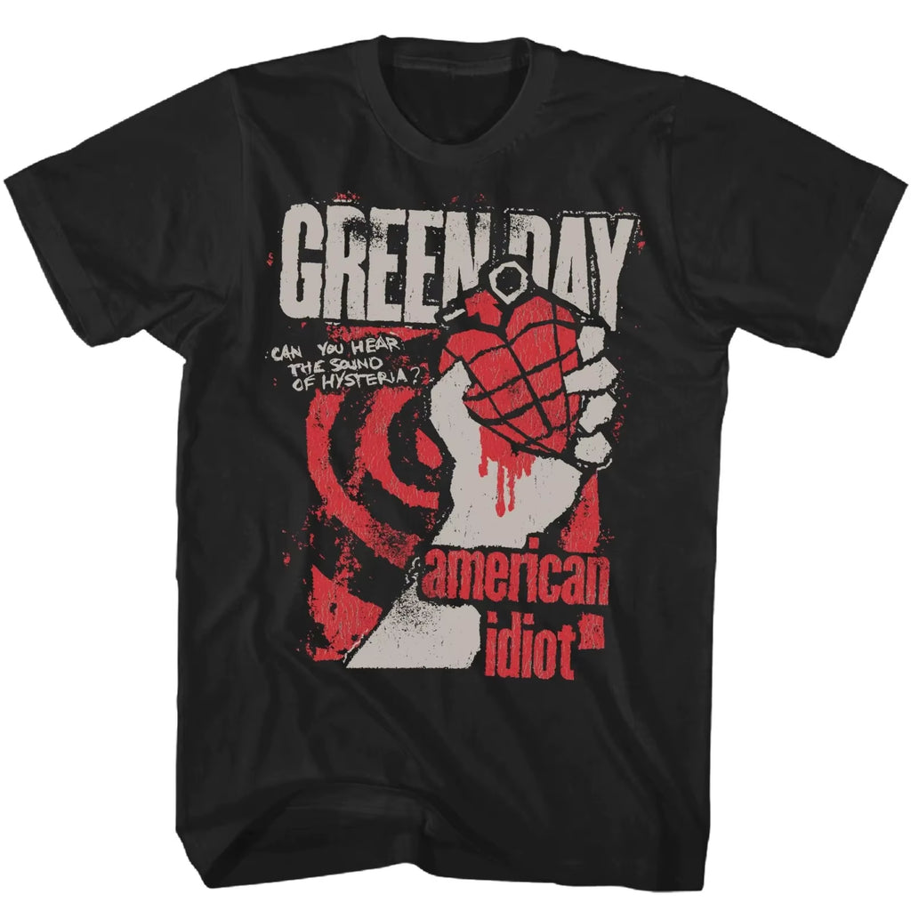 Green Day American Idiot Hysteria T Shirt Mens Rock Music Classic Band Tee Short-Sleeved Women Fashion Street Top