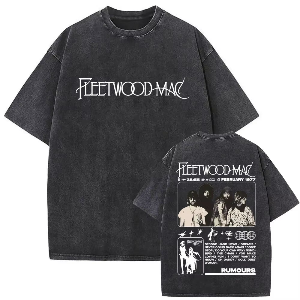 Elevate Your Style with the Washed Vintage Fleetwood Mac Rumours Graphic T-Shirt - Perfect for Men and Women!