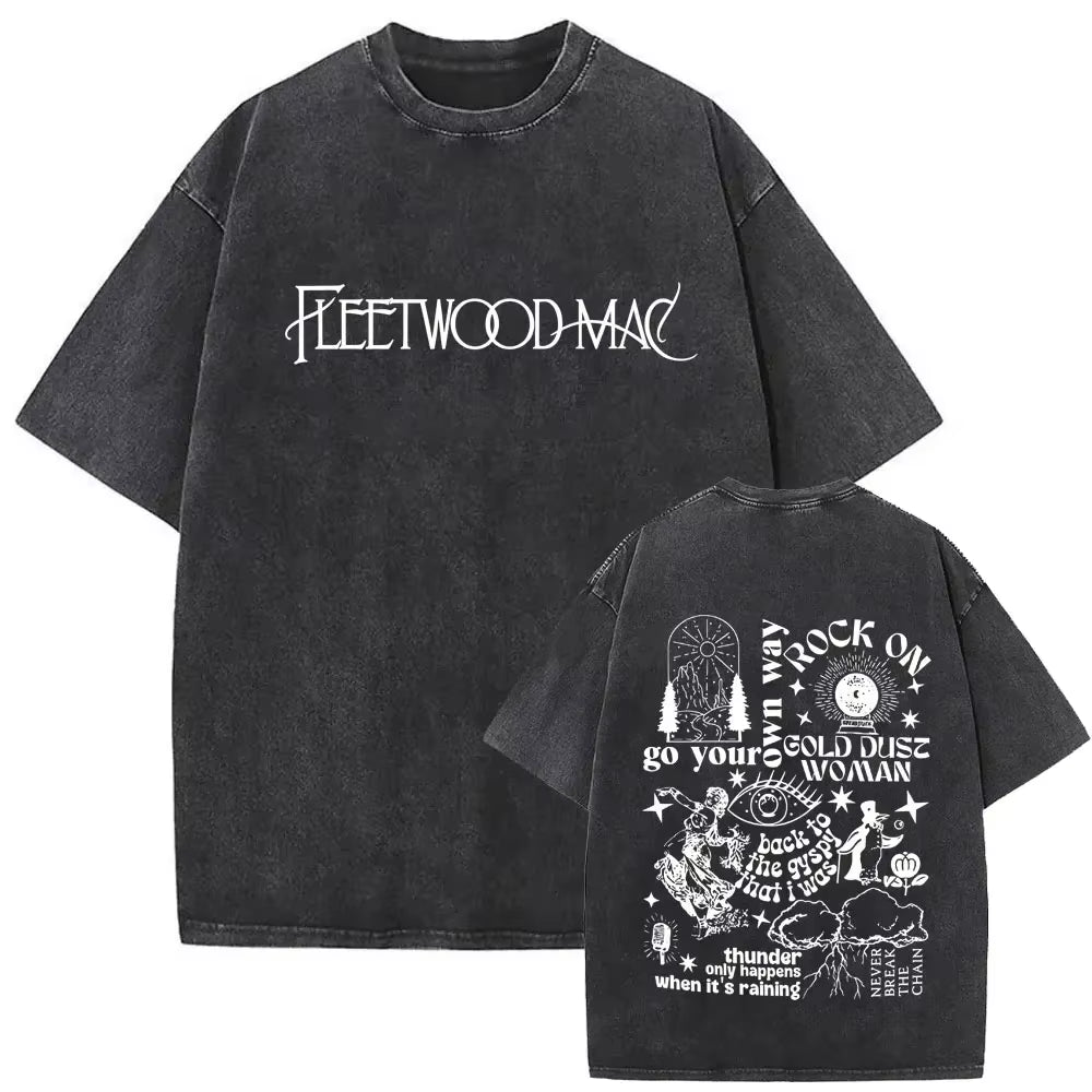 Elevate Your Style with the Washed Vintage Fleetwood Mac Rumours Graphic T-Shirt - Perfect for Men and Women!