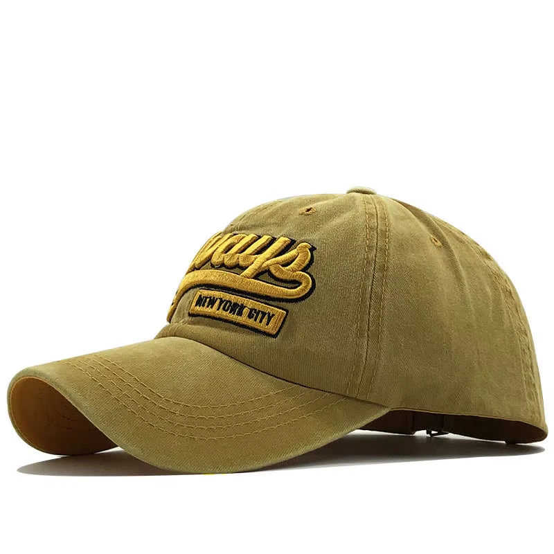 100% Cotton Washed 3D Embroidered Letter Baseball Cap - Casual Streetwear Hat