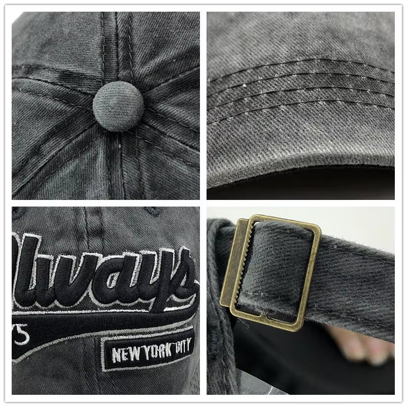100% Cotton Washed 3D Embroidered Letter Baseball Cap - Casual Streetwear Hat