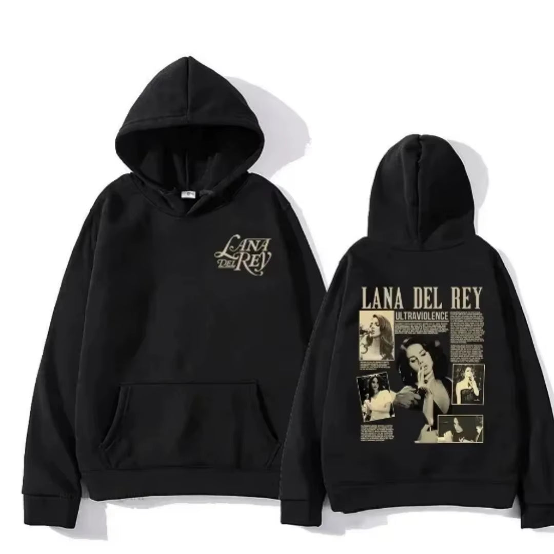 Lana Del Rey Inspired Casual Hoodie for Men - Trendy Long Sleeve Pullover Sweatshirt with Eye-Catching Print