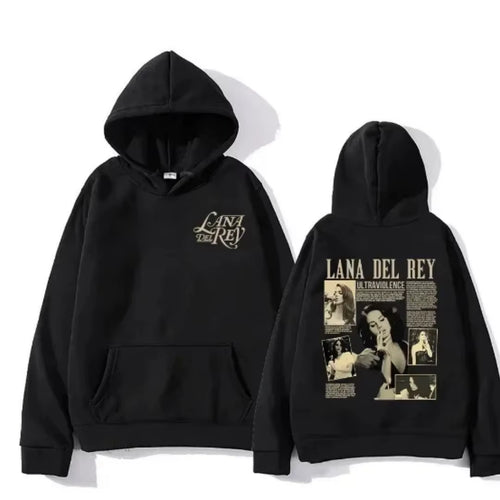 Lana Del Rey Inspired Casual Hoodie for Men - Trendy Long Sleeve Pullover Sweatshirt with Eye-Catching Print