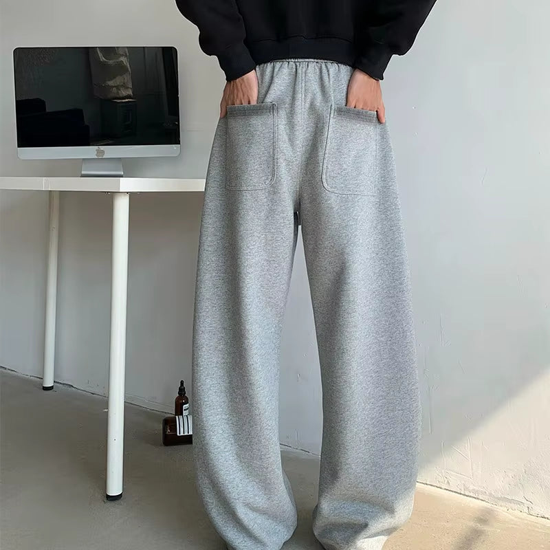 New Men'S Casual Pants Side Striped Wide Leg Outdoor Sports Pants Straight Sweatpants Neutral High-Quality Long Baggy Trousers