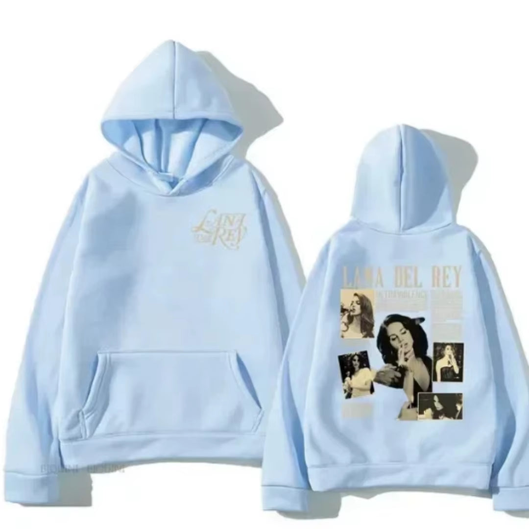 Lana Del Rey Inspired Casual Hoodie for Men - Trendy Long Sleeve Pullover Sweatshirt with Eye-Catching Print