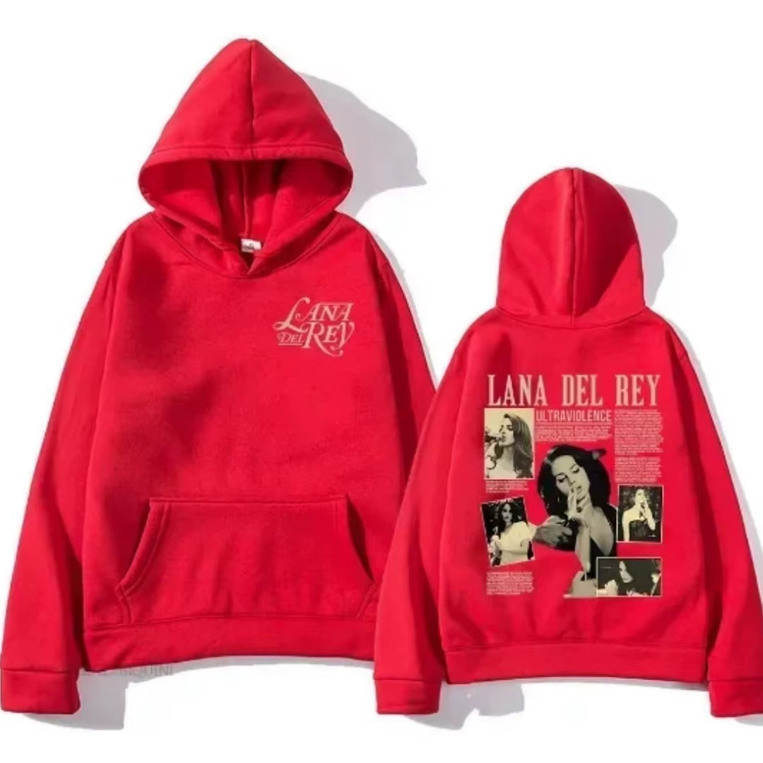 Lana Del Rey Inspired Casual Hoodie for Men - Trendy Long Sleeve Pullover Sweatshirt with Eye-Catching Print