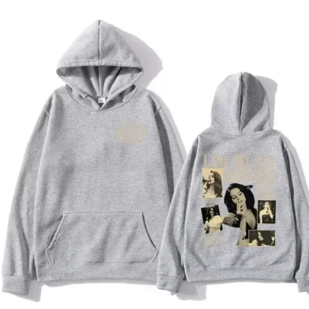 Lana Del Rey Inspired Casual Hoodie for Men - Trendy Long Sleeve Pullover Sweatshirt with Eye-Catching Print