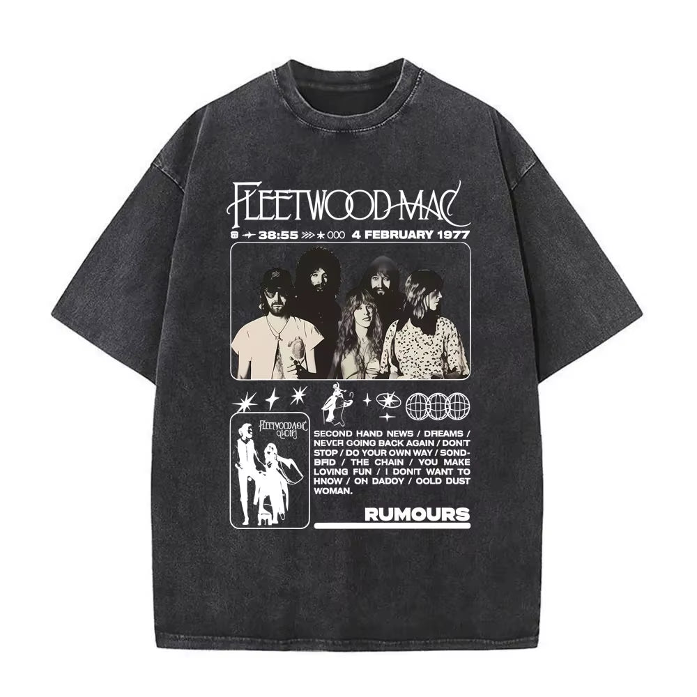 Elevate Your Style with the Washed Vintage Fleetwood Mac Rumours Graphic T-Shirt - Perfect for Men and Women!
