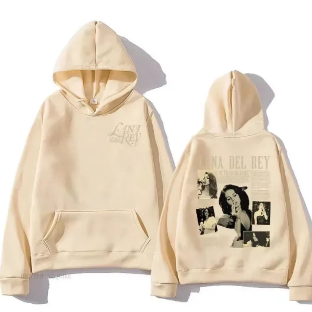 Lana Del Rey Inspired Casual Hoodie for Men - Trendy Long Sleeve Pullover Sweatshirt with Eye-Catching Print
