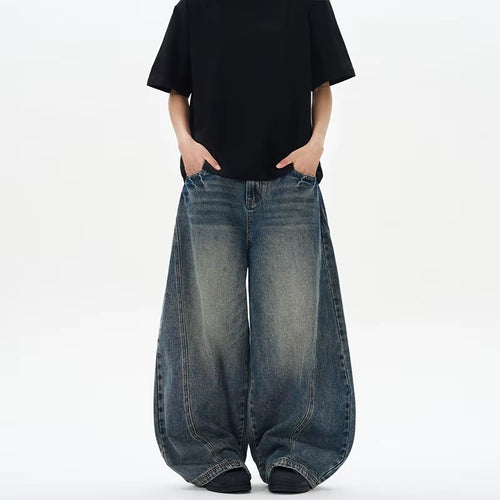 Elevate Your Street Style with Our Vintage-Inspired Oversized Wide Leg Denim Jeans for Men - Perfect for Spring and Autumn!