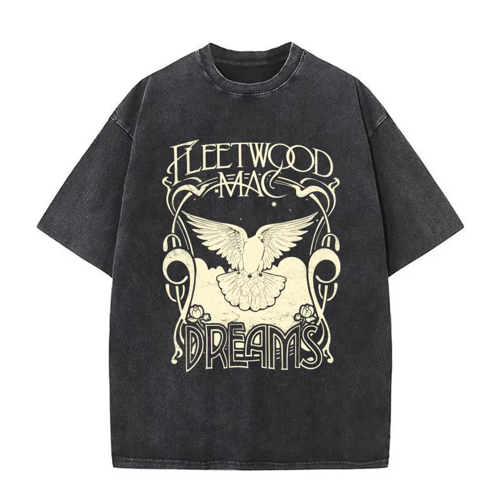 Elevate Your Style with the Washed Vintage Fleetwood Mac Rumours Graphic T-Shirt - Perfect for Men and Women!